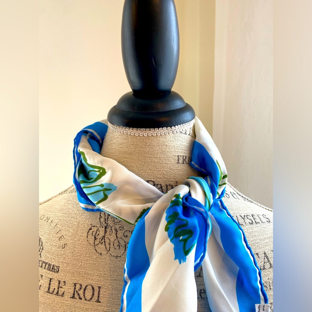 Vera Bright blue pomegranate silk scarf